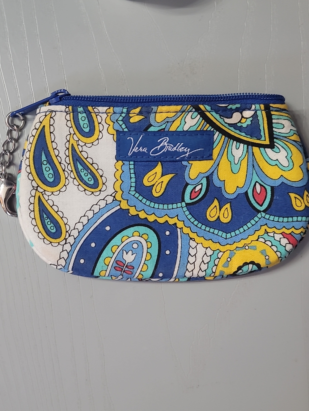 Vera Bradley Blue & Yellow Paisley Zip Pouch